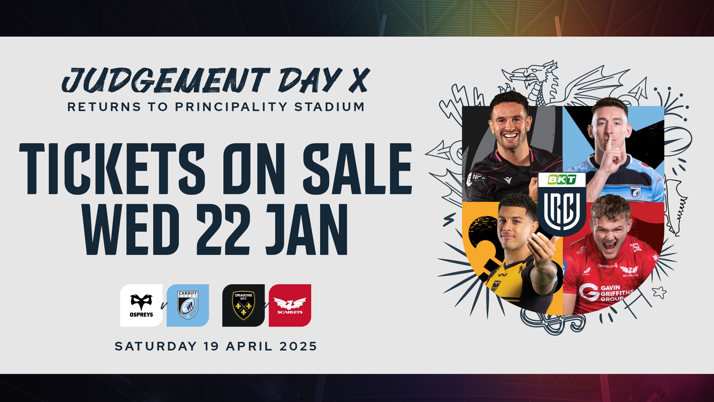 Judgement Day X – Welsh Rugby’s Iconic Double-Header at Principality Stadium – Tickets on sale tomorrow